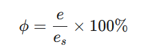 definizione matematica della umidità relativa RH